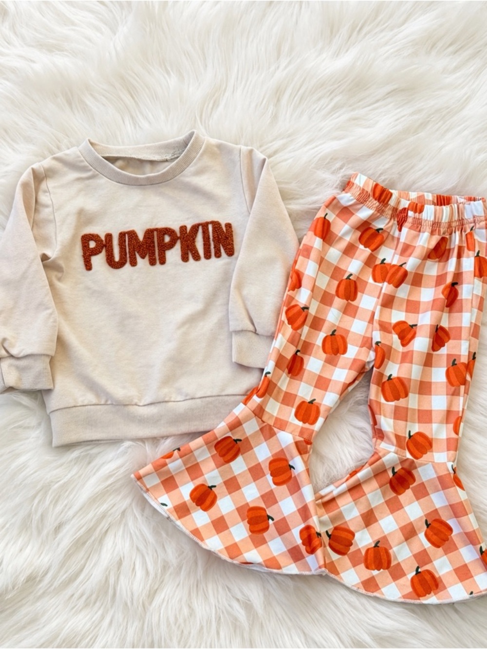 Girls 2T Orange Gingham Pumpkin Pants Cotton Blend Fall Outfit Like NEW